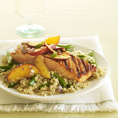 Grilled Salmon with Peaches